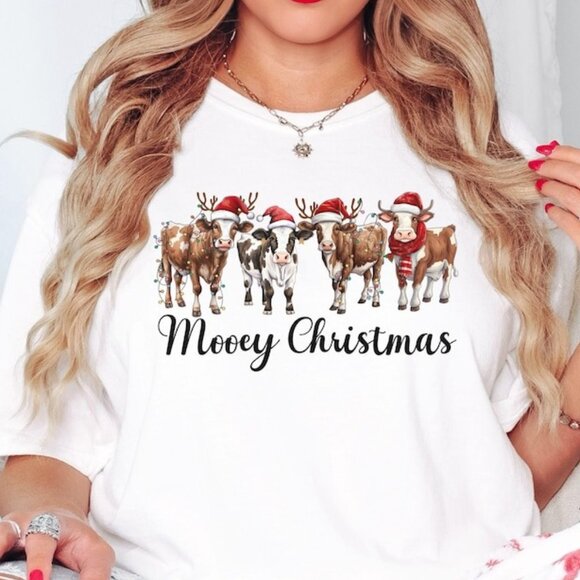 Tops - Cow Christmas Shirt, Mooey Christmas Shirt, Cow Lover Gift